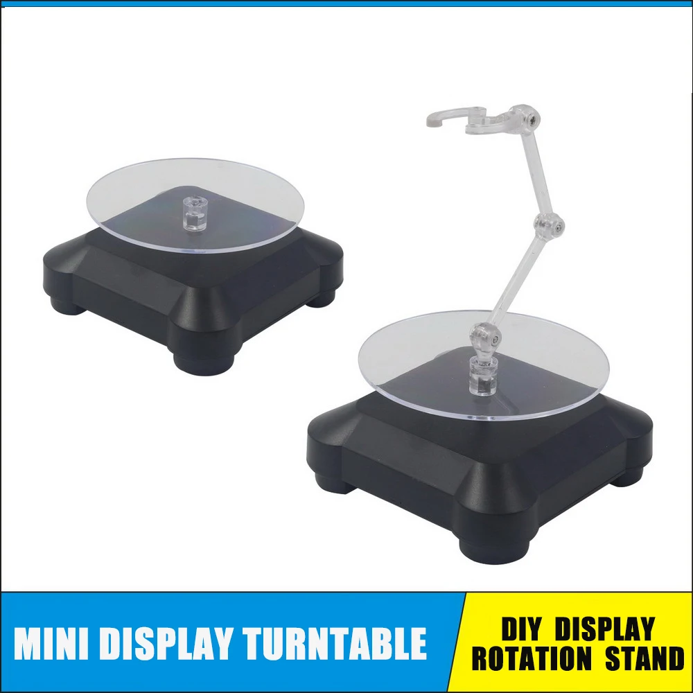 Mini Modle Display Turntable with LED Doll Stands Bracket Action Base Suit for Hight 10-18cm Figure Robot MG Rotation Showcase