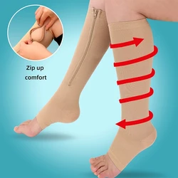 Zipper Compression Socks Fat Burning Cycling Socks Running Women's Slim Sleeping Beauty Legs Varicose Vein Prevention Socks