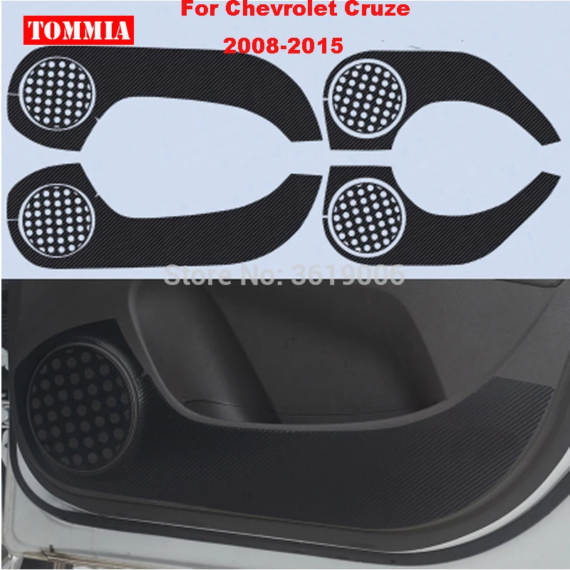 TOMMIA For Chevrolet Cruze 2008-2015 Car Inside Door Cover Scratch Protection Anti Kick Pads Carbon Fiber Stickers 4pcs