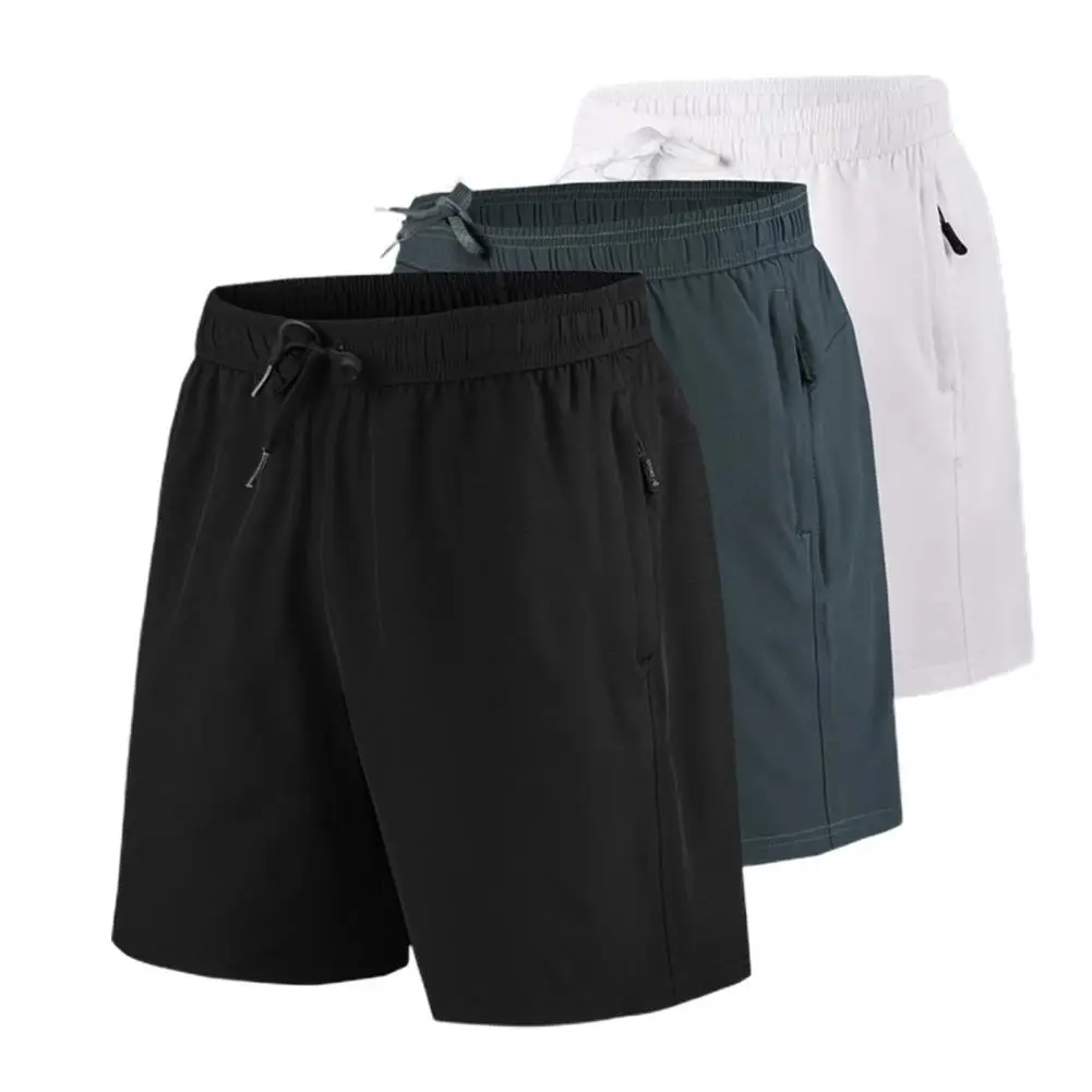 Pantalones cortos de talla grande para hombre, Shorts informales con cordón ajustable, cintura elástica, Color sólido, transpirables, cintura media, novedad de verano