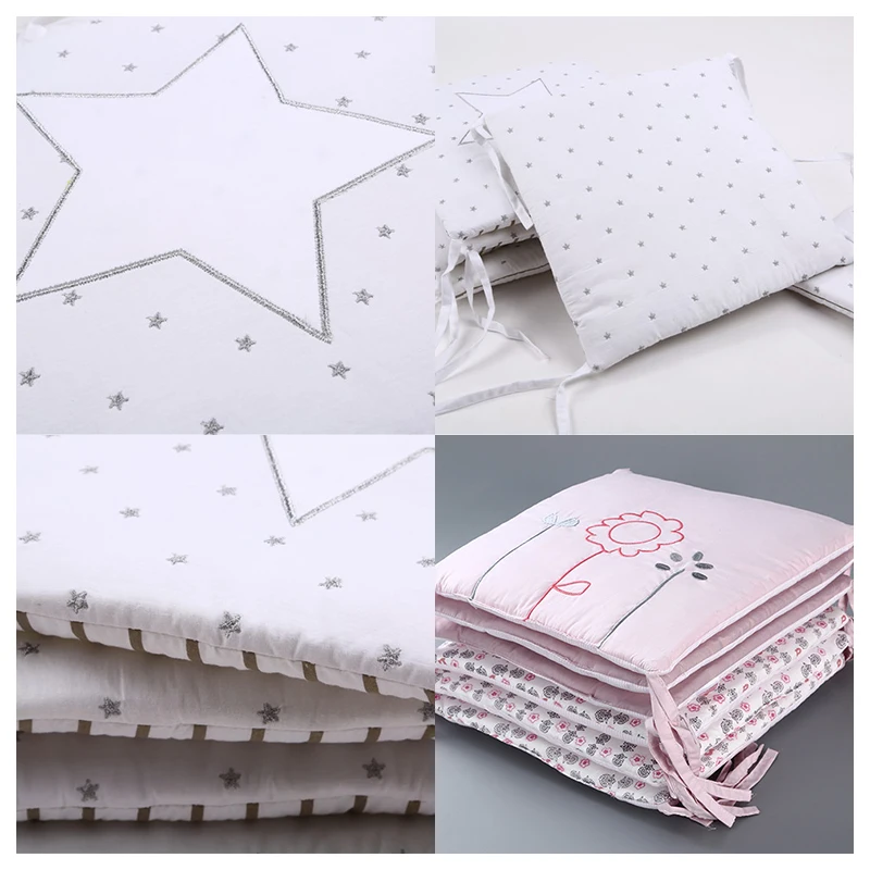 6 Pcs Baby Bed Bumper Cute Animal Star Pattern Crib Bumper Infant Cot Portector For Newborn Baby Bedding Set Pillow Soft Cushion