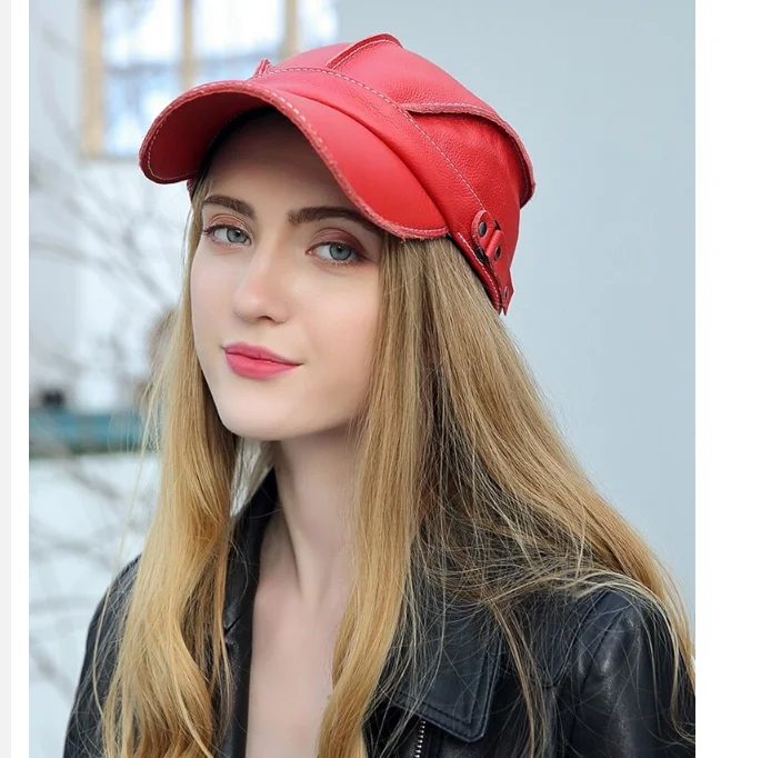 Mode Unisex Hohe Qualität Echt Leder Military Caps Sailor Hüte Frauen Männer Schwarz Braun Flache Top Kapitän Kappe Reise Kadett hut – Detail 11