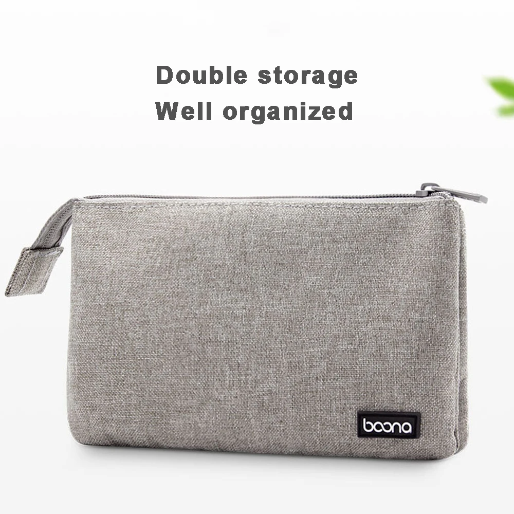 

Double Layer Electronic Accessories Storage Bag Mobile Phone Bag Pouch Cellphone Powerbank Wallet Travel Portable Case