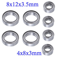 8PCS Ball Bearings Set 4x8x3mm 8x12x3.5mm For WLtoys 1/18 A949 A959 A969 A979 A959-B A969-B RC Car Replacement A949-33 A949-36