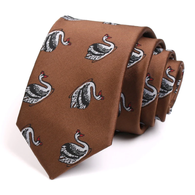 

Gentleman Business Ties High Quality Goose Print Brown 7CM Tie For Men Business Work Necktie Fashion Formal Neck Tie Gift Box