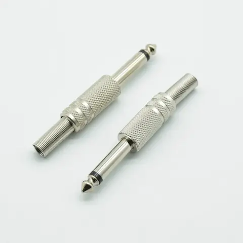 2 pz 6.35mm/6.5mm 2 Poli Mono Amplificatore Spina 6.35/6.5 Metallo Microfono jack plug-in Connettore Audio per KTV