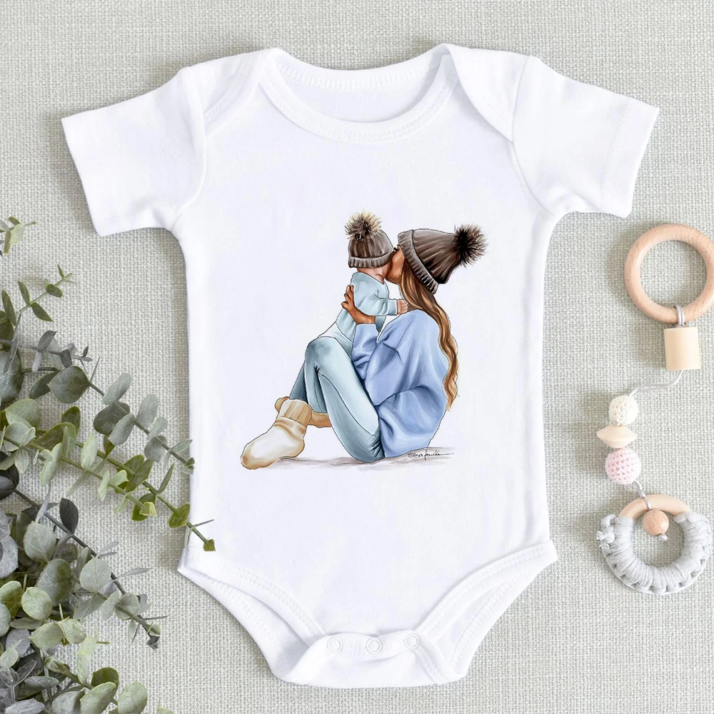 Baby Girl Birth Clothes Super Mom Hug Love Rompers for Newborns Summer Infant Aesthetic Onesies Comfy Soft Jumpsuits For Toddler