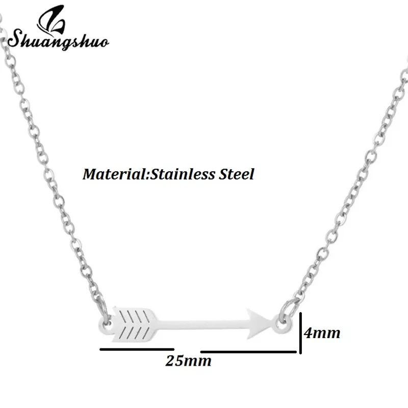 Shuangshuo Vintage T Bar Shape Arrow Pendant Necklace Stainless Steel Jewelry Punk Boho Christmas Gift For Men Women Accessories