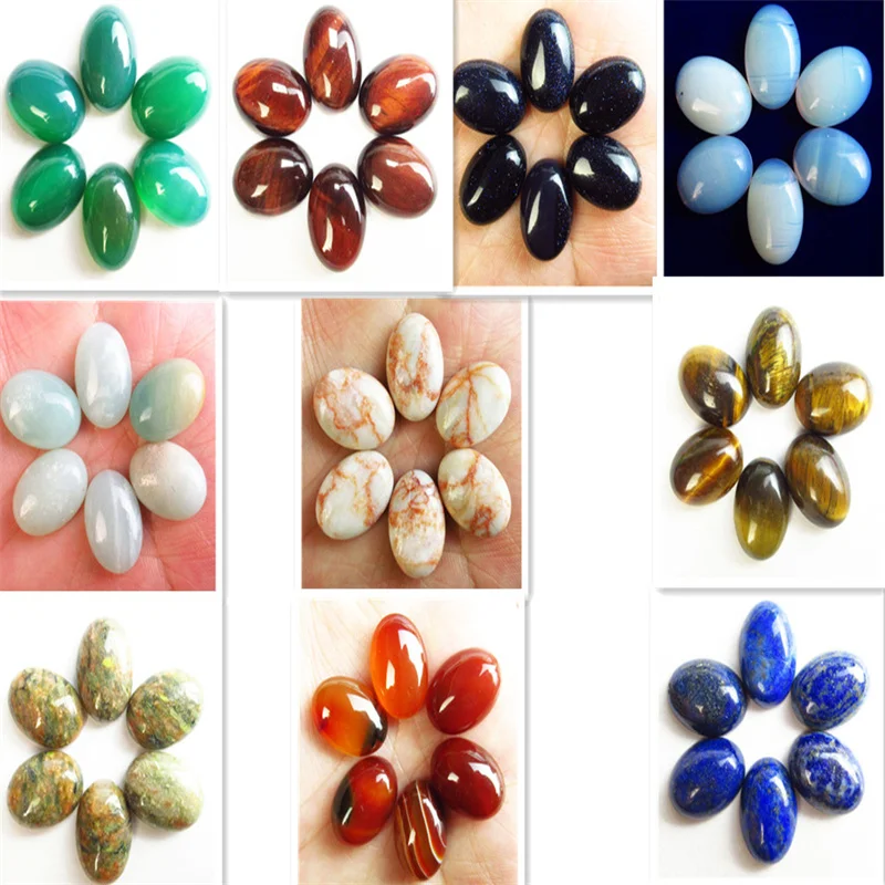 

6Pcs 18x13x6mm Fashion Wholesale Natural Oval Shape Mixed Stone Cab Cabochon Natural Stone for Jewelry Making Accessories