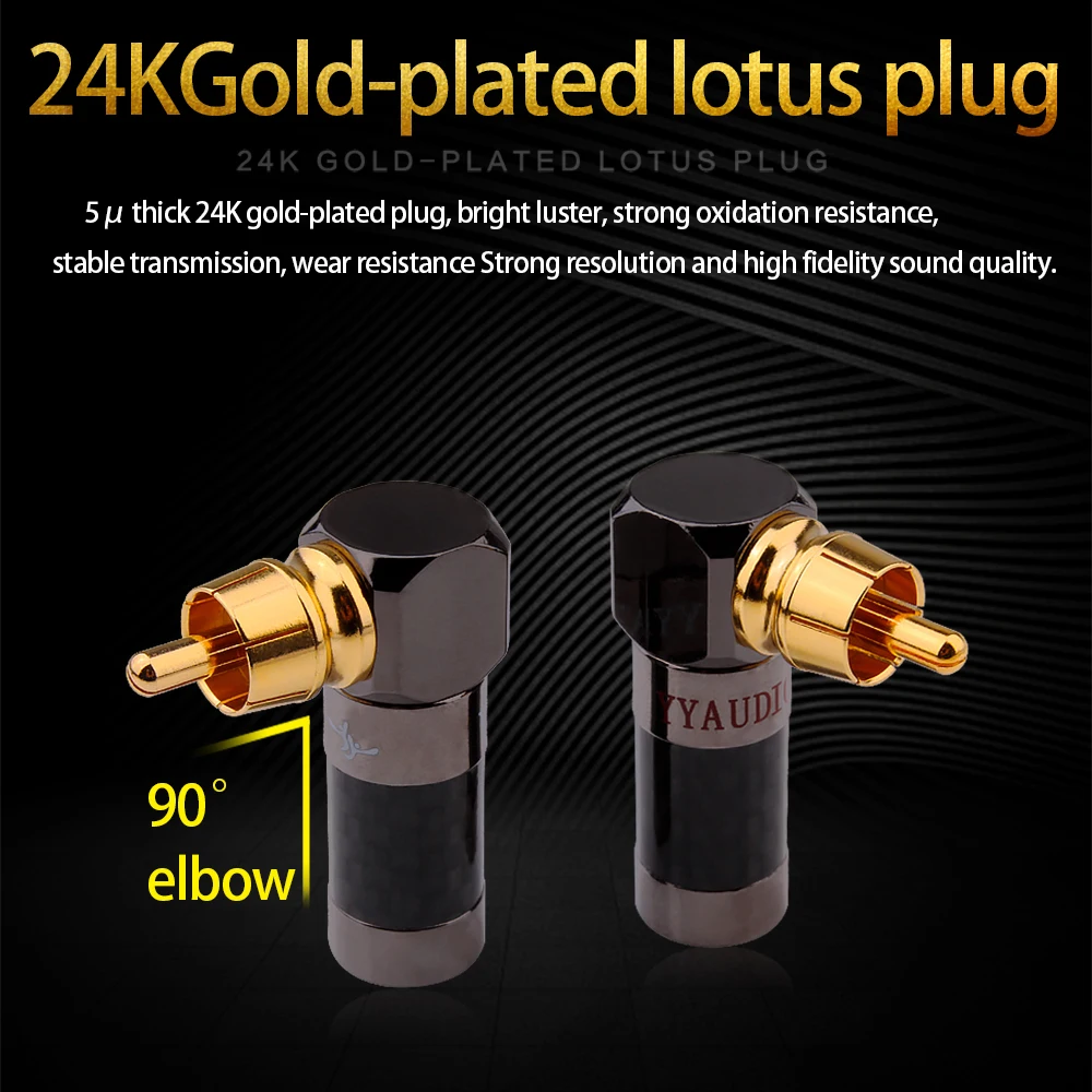 4 sztuk Audio złącze RCA wtyczki złota męski 90 stopni Adapter głośników Audio wideo złącze lutownicze Adapter RCA łokcia Hifi jack