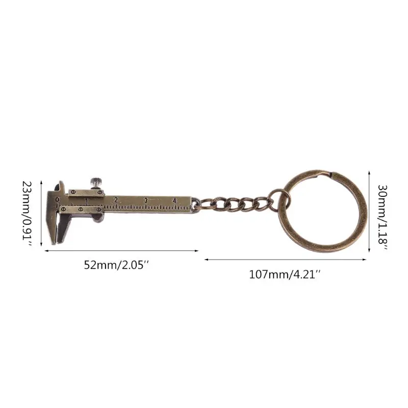 Portable Mini Vernier Caliper Key Ring Alloy Calipers Gauge Slide Ruler Keychain 964E