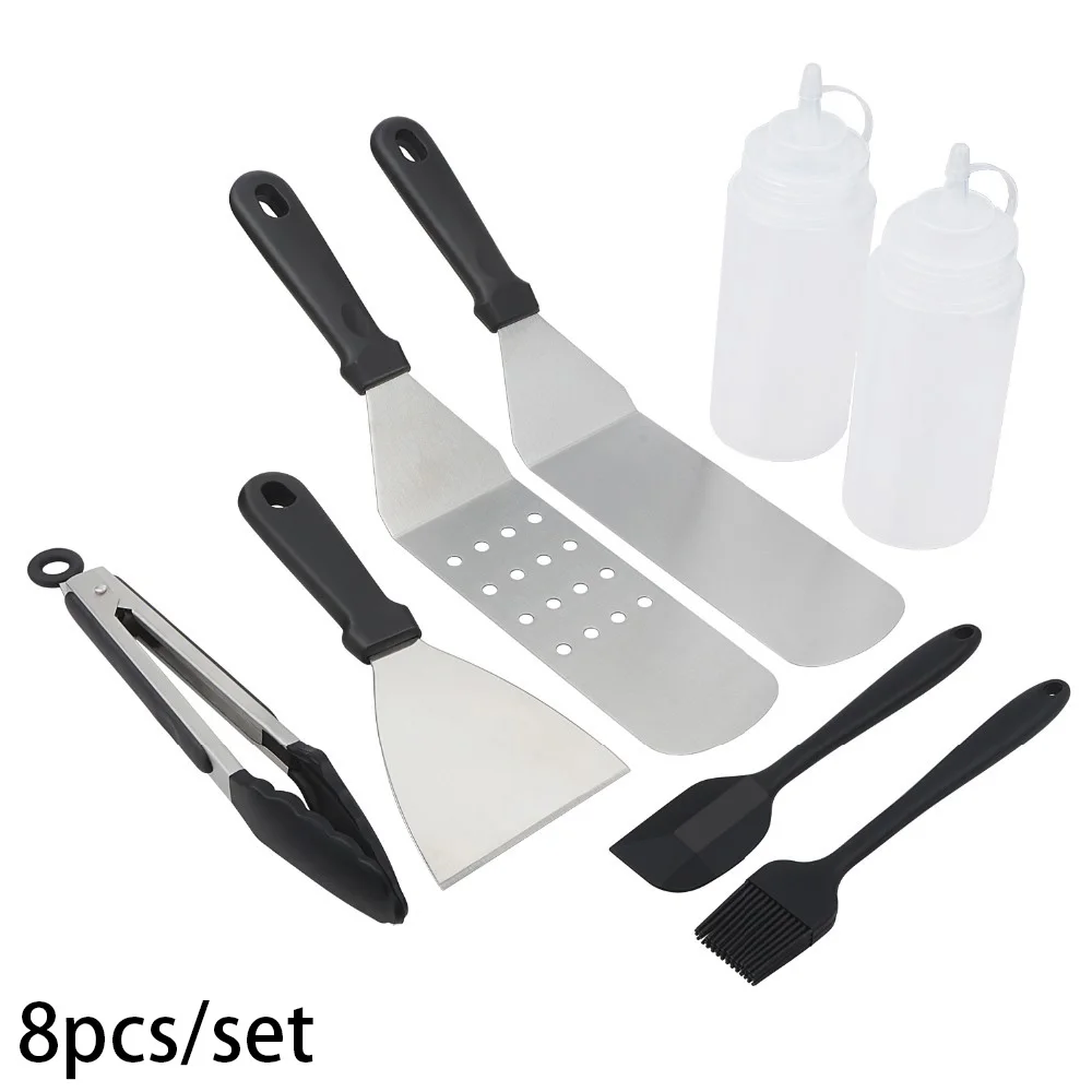 

8PCS/set BBQ Tools Set Barbecue Grilling Utensil Accessories Stainless Steel Honey Shovel Scraper Food Clip