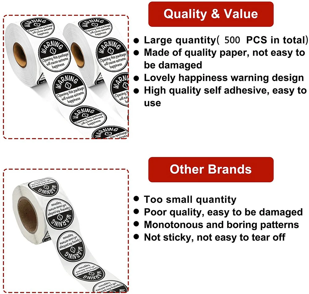 50-500PCS 1 inch super happiness sticker black and white label DIY love round sticker packaging sticker sticker sticker