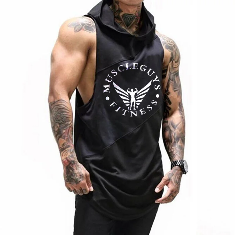 Caras musculosas marca culturismo Stringer camisetas sin mangas sudaderas con capucha camisetas Fitness hombres ropa de gimnasio camisas sin mangas con capucha