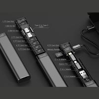 BUDI Multi Function Smart Adapter 9 in 1 Multi-function Data Wire Rod SIM KIT TF Card Memory Reader Storage Case Phone Cradle