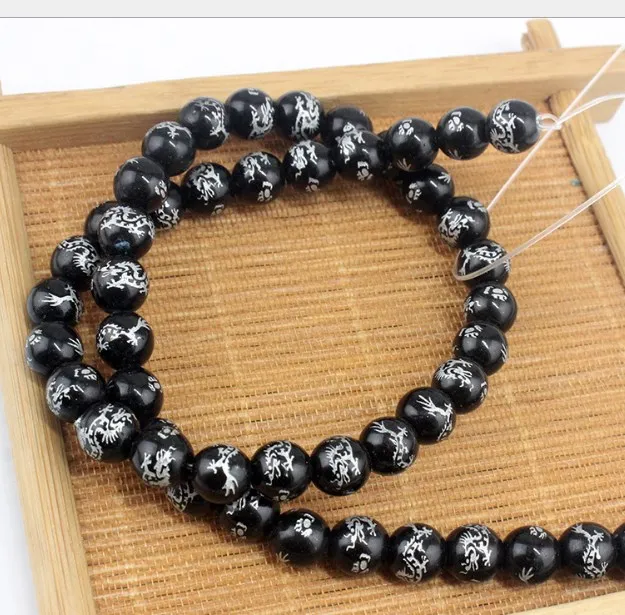 1pack Natural Round Fantasy black Agate Carnelian Stone Strand Beads For DIY Bracelet Necklace Jewelry Making 8 10 12mm