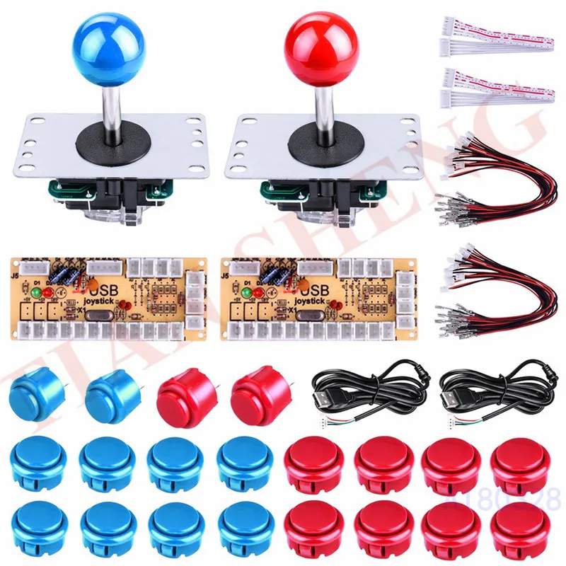 2Player Arcade Buttons and Joystick DIY Controller Kit for Windows and Raspberry Pi with 5 Pin arcade Joystick and button kit