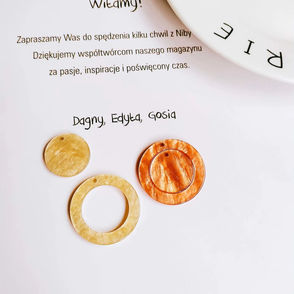 Eardrop Round Circle Acetic Acid Earring Accessories Pendant Necklace Charms Diy Handmade Material 8pcs