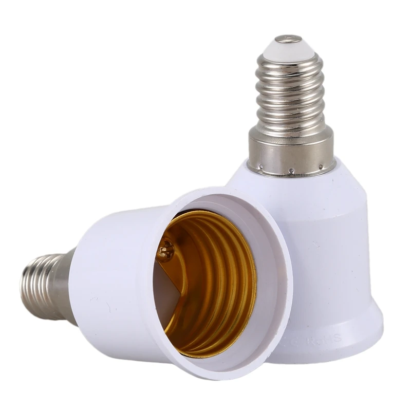 Tornillo de Base adaptador E14, E27, convertidor de enchufe de bombilla LED, blanco, 5 uds.