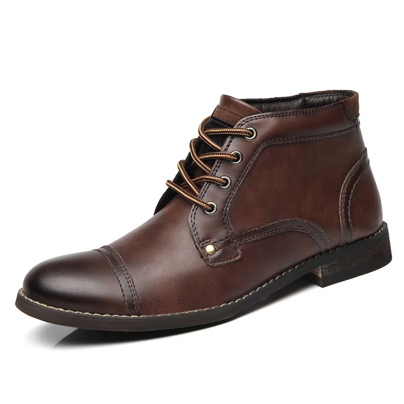 Handcraft Retro Men Leather Boots 2020 New Autumn Men Shoes Big Size 38 46 Casual British Basic Men Western Boots s98 image 5