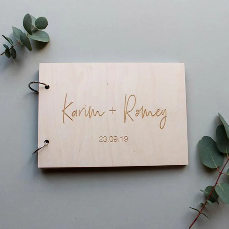 

Wood Simple Wedding Guest Book Personalized Wedding Guestbook Customized Wedding Party Album Book Supplies