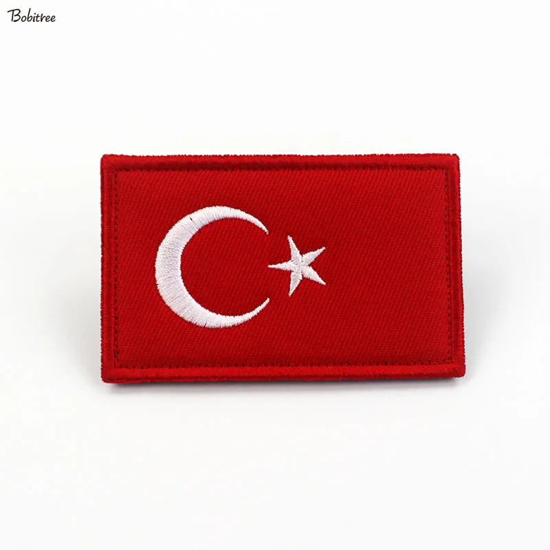 Turkey flag Patches with Hook Loop Turkish Banner Badge Embroidered armband Stickers For Backpack Caps Uniform Decoration