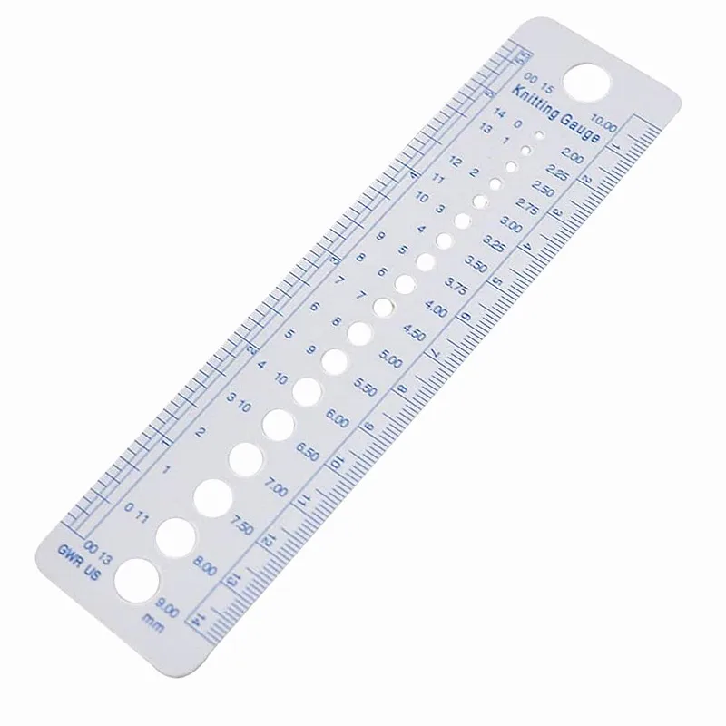 Hot Sell 2pc Knitting Accessories Needle Gauge Inch cm Ruler Tool 16x4cm Size(UK, US, Canada size) Sewing Tool  5BB5938