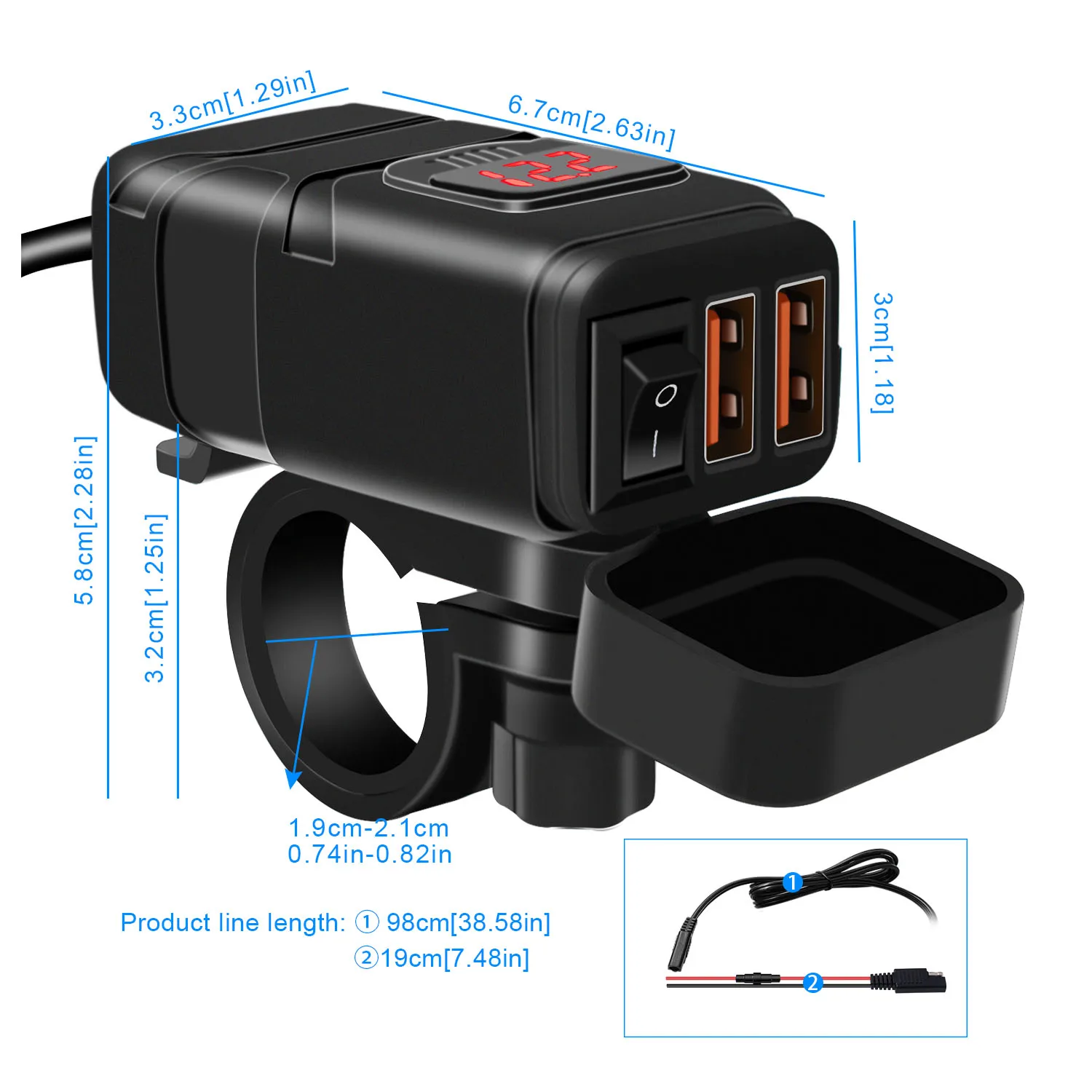 Motorcycle Super Fast Charger Dual USB Waterproof Quick Charge 2.0 3.0 Compatible IPhone Huawei Samsung Vehicle-Mounted Charging