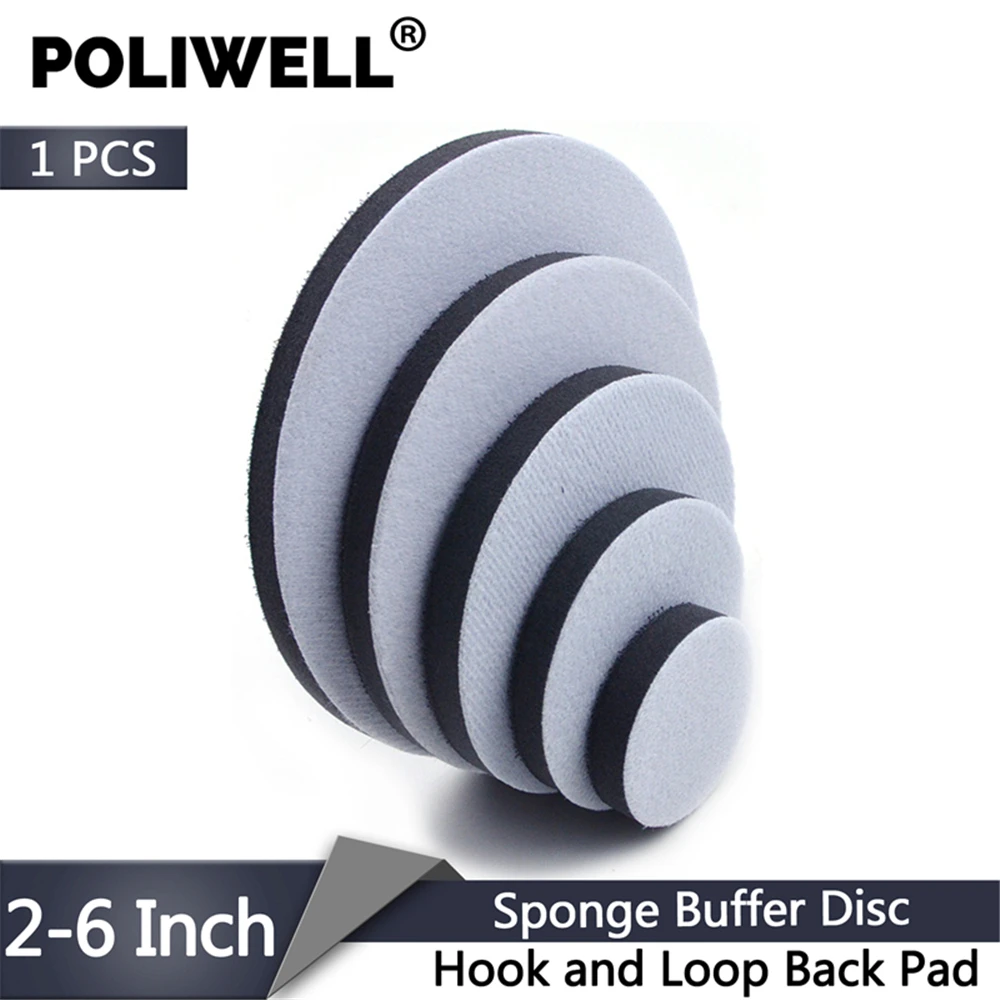 Poliwell 1 PC 2 Inci 3 Inci 4 Inci 5 Inci 6 Inci Hook & Loop Kembali Lembut Sponge Buffer disc untuk Ukuran Back-Up Pad Amplas Bantalan