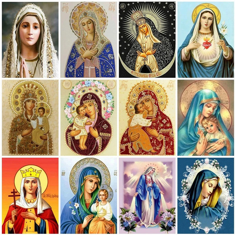 DIY Diamond Painting Religion Full Square Rhinestone 5D Diamond Embroidery Cross Stitch Mosaic Painting Home Decor