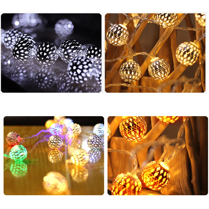 Solar lighting 5M/7M/10M Moroccan Ball Led String Fairy Lights Outdoor Solar Garland Garden Home Christmas Decoration Lantern Bu