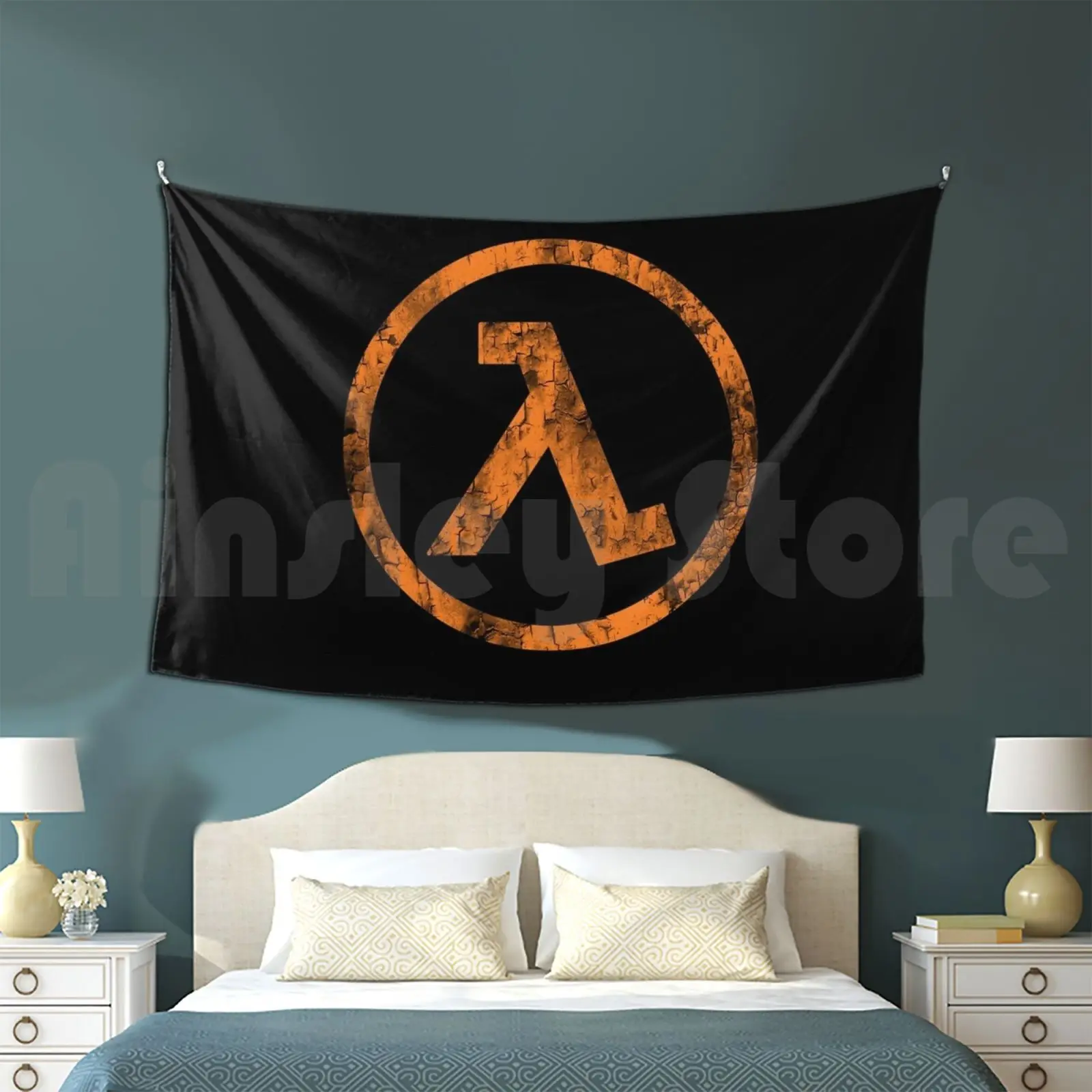 Half Life Vintage Tapestry Living Room Bedroom Symbol Half Life Logo Aperture Black Mesa H Life Toxic Nuclear