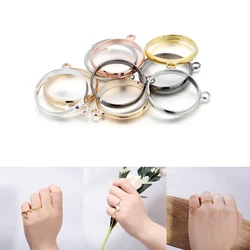 20Pcs/Lot Adjustable Gold Plated Rings with Hole Blank Ring Settings Base for DIY Ring Jewelry Making Findings Accessories
