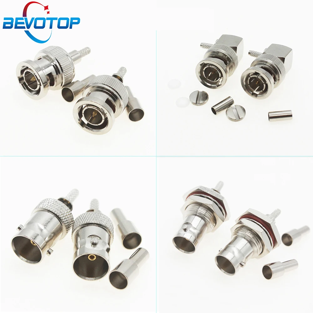 

100pcs/lot 4TYPES BNC Male Plus/Female Jack Window Q9 Crimp RG174 LMR100 RG316 RG179 Cable RF Connector 50/75 Ohm