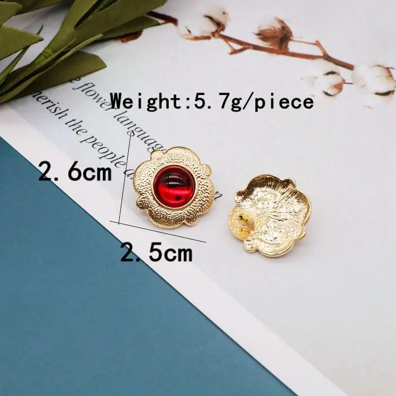 Red Earrings Sweet Geometric-Resin Alloy Fashion-New Accessories For Women Girls