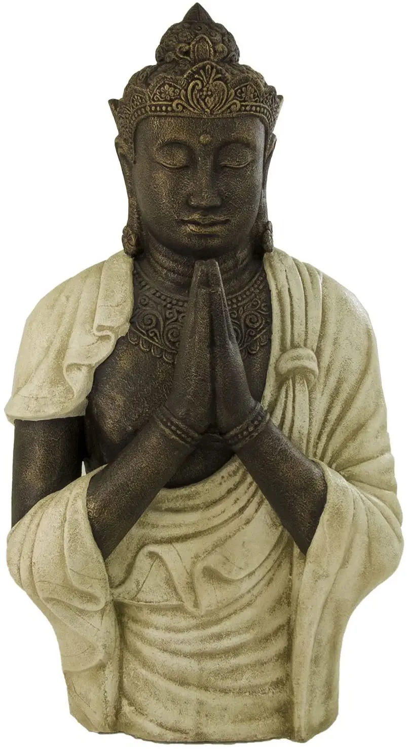 Buddha statue praying garden in rustic white | 153 cm high, decorative statues, decorative figures, decorative Buddhas, decorative figures