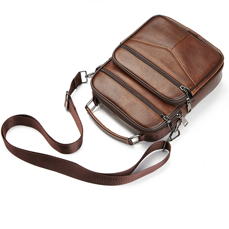 Pequena bolsa de couro genuíno para homens, bolsa crossbody masculina, bolsa de ombro da moda, bolsa de alta qualidade