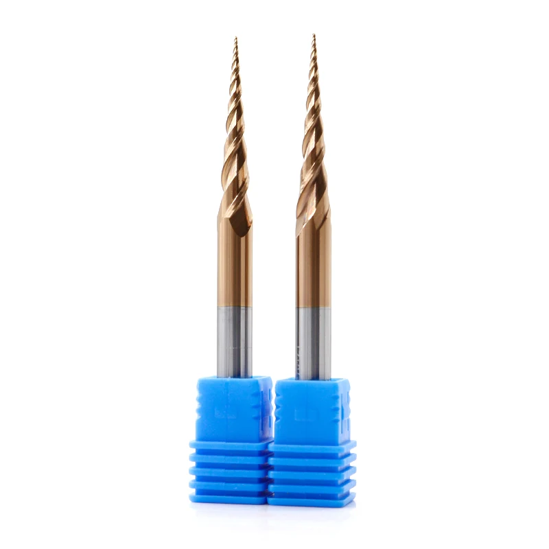 VACK HRC55 Tungsten Ball Nose Tapered End Mill Cobalt Alloy  Router Bits CNC Taper Wood Metal Milling Cutter 3.175mm 4mm 6mm