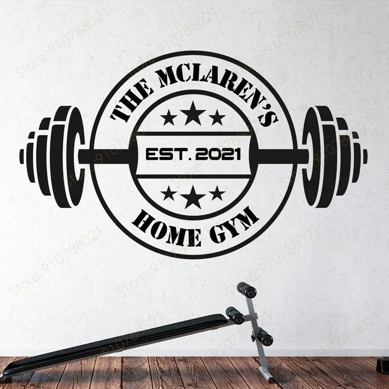

Personalized Home Gym Weight Room Sign Fitness Wall Sticker Vinyl Art Interior Home Decor Fitness Decals Murals Custom Text S377