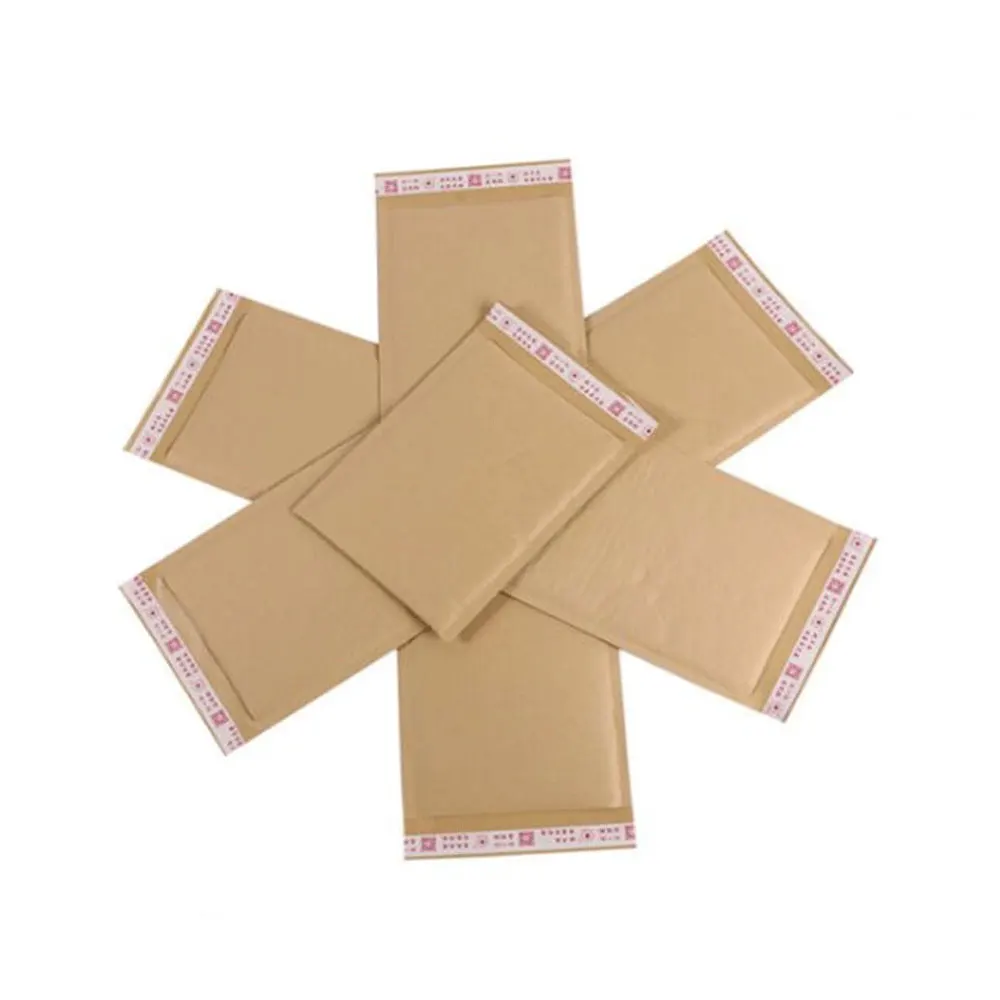 10pcs Natural Kraft Paper Bubble Envelope Shockproof Bubble Mailer For Gift Packaging Shipping Mailing Bags Business Supplies