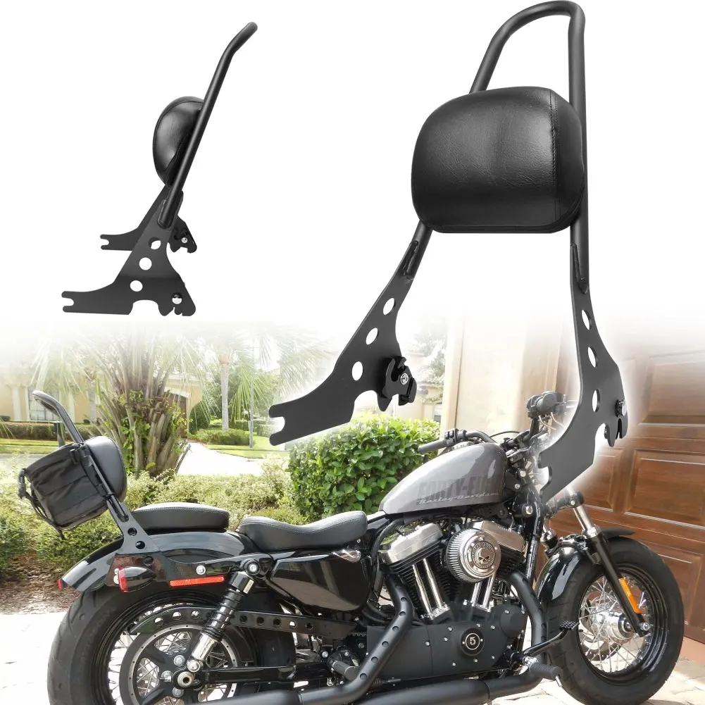 Motorcycle Black Detachable Rear Passenger Sissy Bar Backrest Pad For Harley Sportster Iron XL1200 883 2004-2021 2020 2019 2018