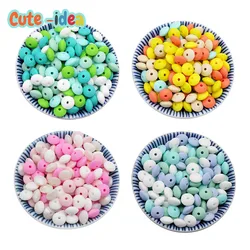 Cute-idea 20Pcs Baby Silicone Lentil Beads 12MM Abacus beads DIY Pacifier Chain Toys Baby goods BPA Free Baby Teething Teether