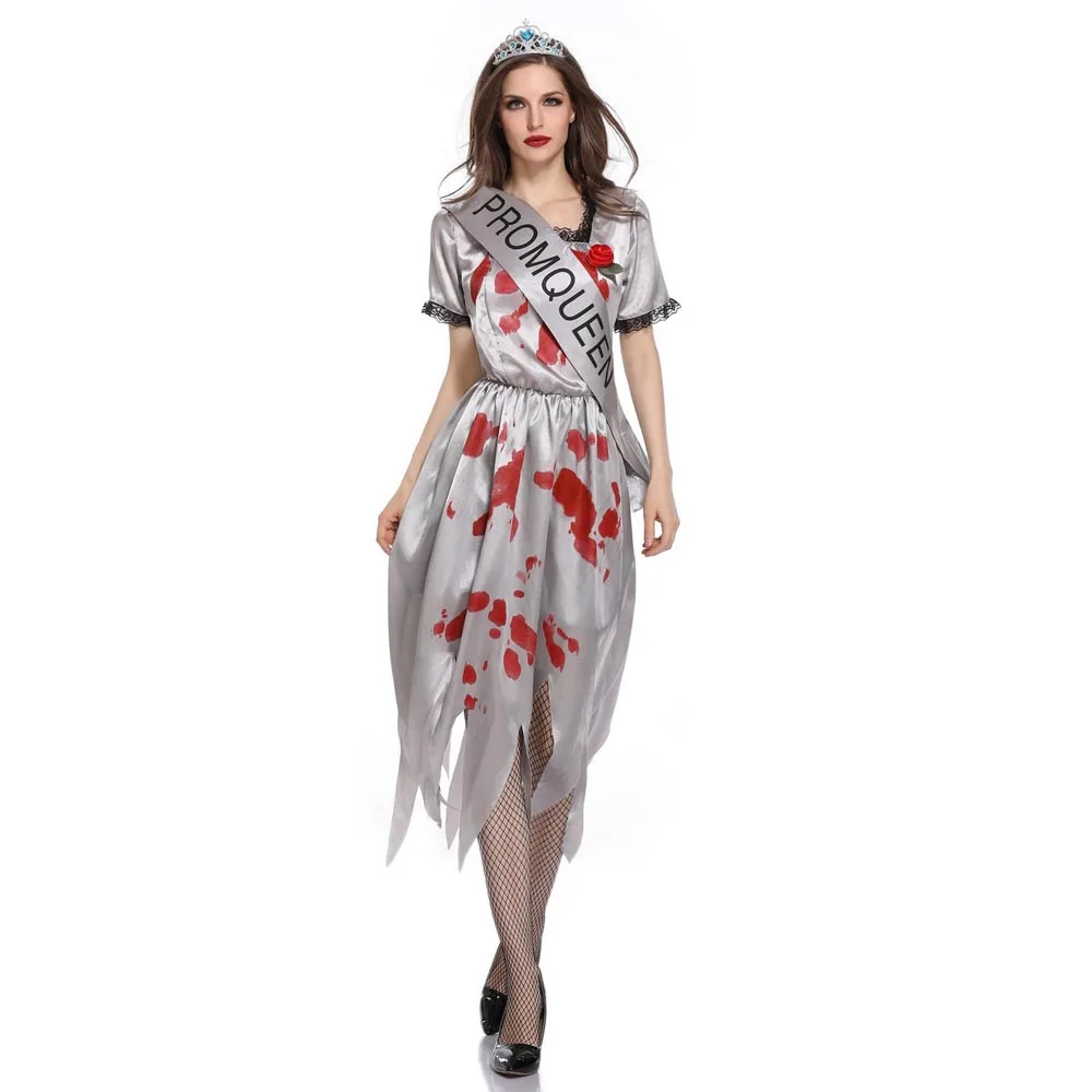 

Halloween Costumes Horror Cos bloody Skull Zombie Costume Vampire Ghost Bride for Women Ceremonial Usherette