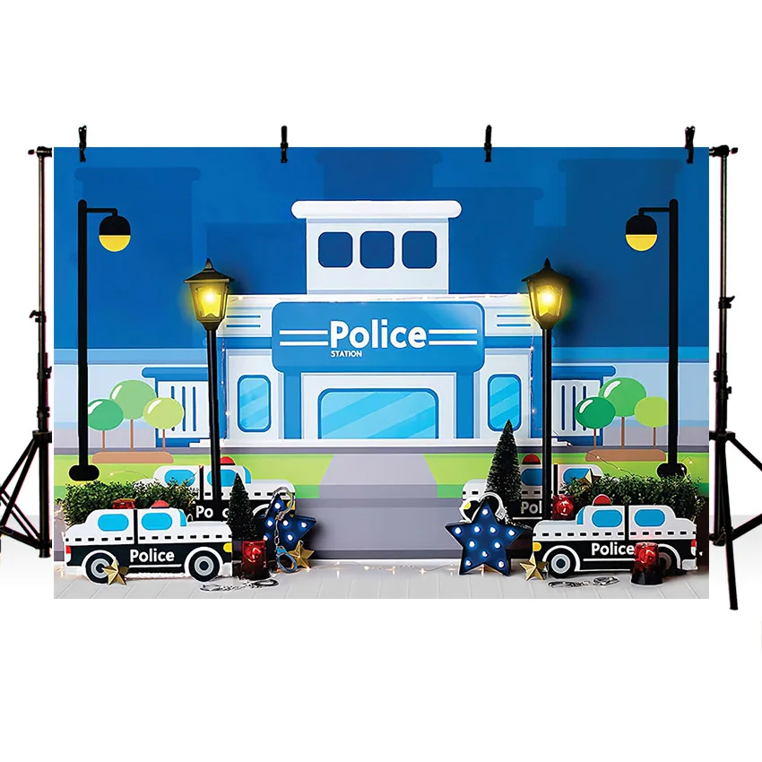 

Mehofond Photography Background Police Theme Boy Birthday Party Police Station Policeman Cake Smash Decor Backdrop Photo Studio