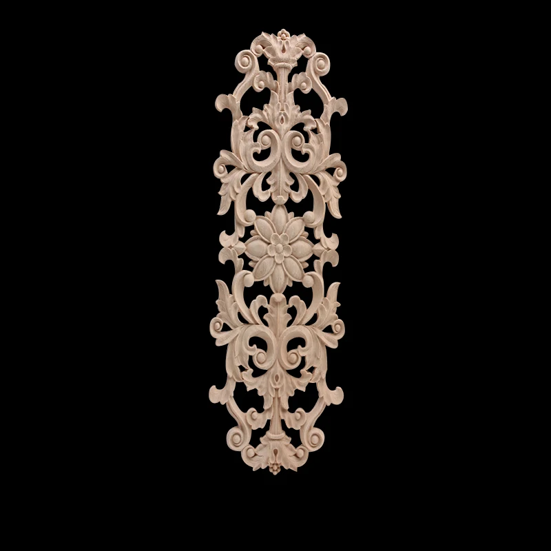 Antique European Decoration Retro Carved Ornamental Wood Applique Wood Decal Wood Craft Rubber Wood Walls Corner Leaves Corner