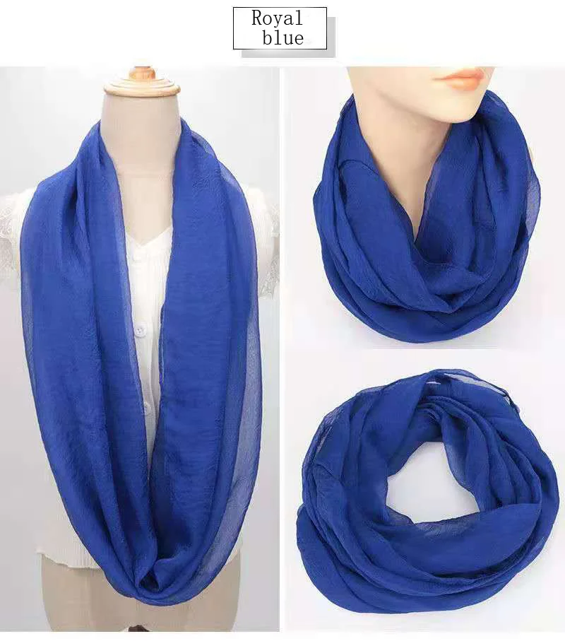 Spring Autumn Chiffon Hedging Bib Pure Color Wild Neck Scarf Women's Soft Light Breathable Decorative Beach Sunscreen Gauze D62