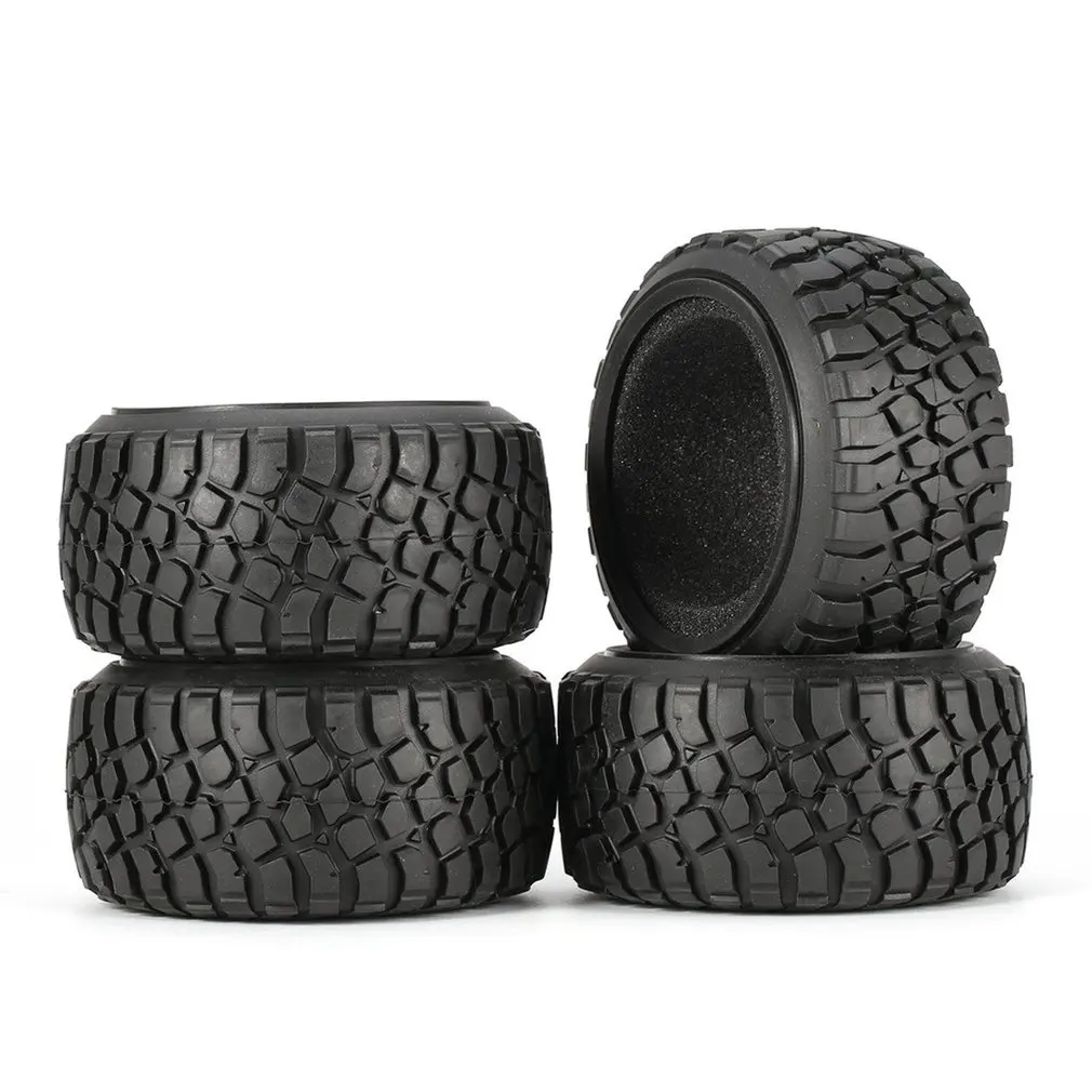 4Pcs 110mm Rubber Skidproof Tyres / Wheel Tires for 1:10 RC Slash Remo 10SC Short Course Car