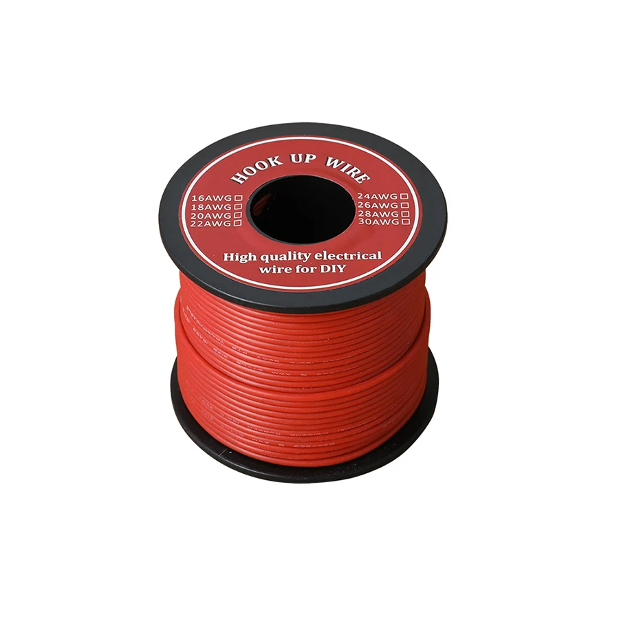 100m / Roll Electrical Wire UL3132 26AWG Soft Silicone Insulator Stranded Hook-up Wire Tinned Copper Electron for DIY Toys Lamp