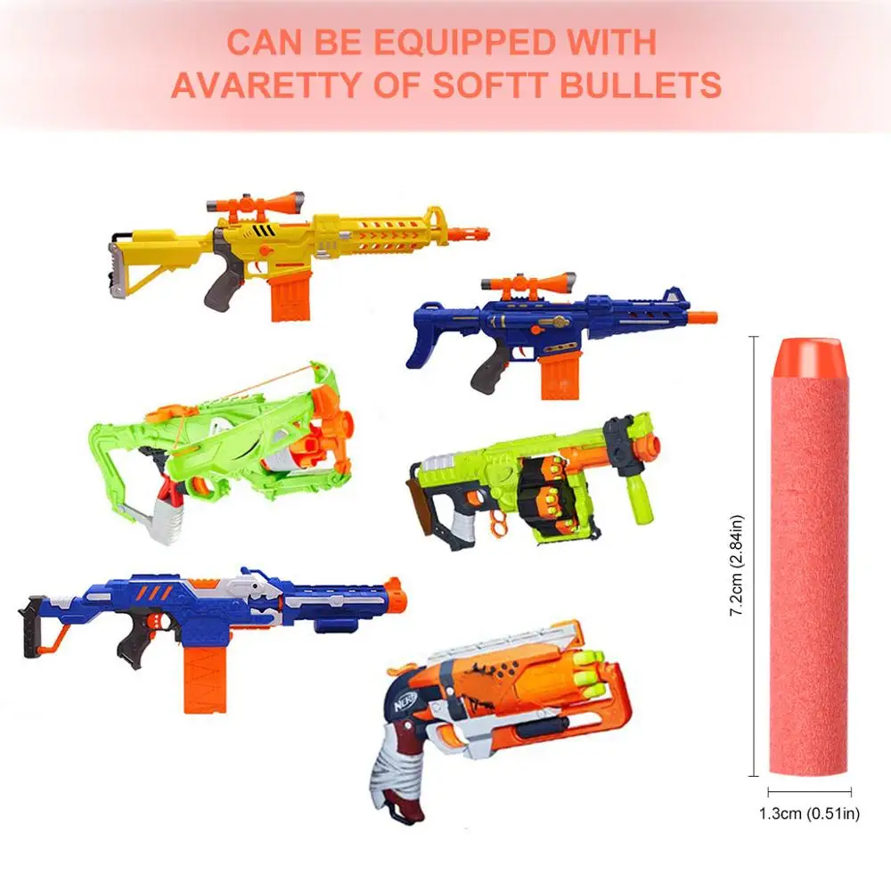 100PCS For Nerf Bullets Soft Hollow Hole Head 7.2cm Refill Darts Toy Gun Bullets for Kid Children Gift Toy Gun Accessories