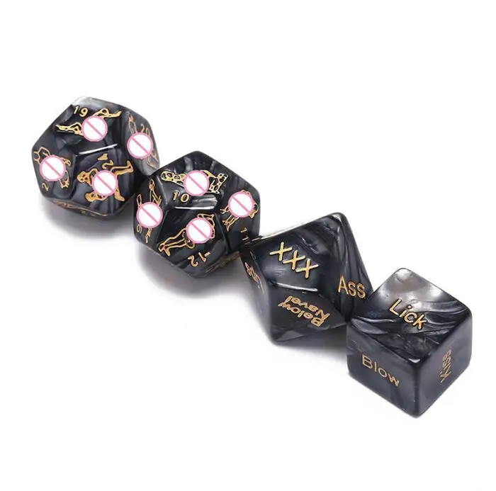 4 PCS Fun Acrylic Dice Love Dice Sex Dice Glow in Dark Erotic Dice with Dice Bag Love Game Toy Couple Gift GYH